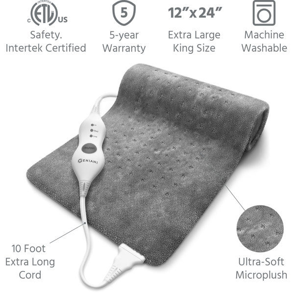 GENIANI XL Heating Pad for Back Pain & Cramps Relief, Auto Shut Off
